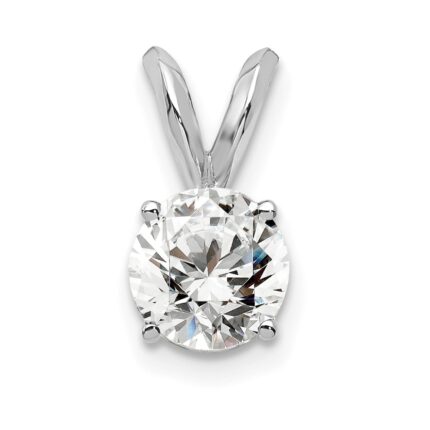 14k White Gold 1/2 carat Certified Lab Grown Diamond VS+ F+ Round Complete Four Prong Solitaire Pendant