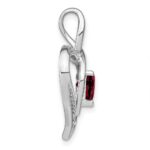 Sterling Silver Rhodium-plated Garnet and Diamond Pendant - Image 2