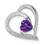 Sterling Silver Rhodium-plated Amethyst and Diamond Pendant