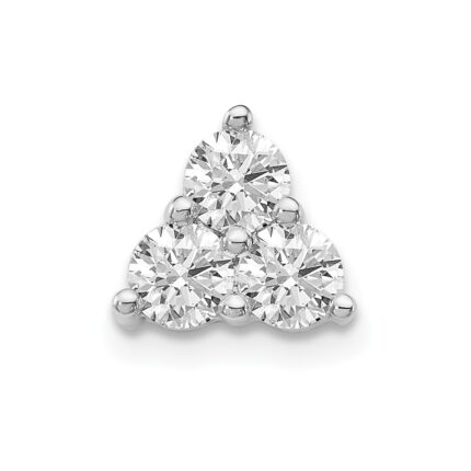 14k White Gold 1/2 carat Lab Grown Diamond VS/SI+ G+ Complete Three Stone Triangle Chain Slide Pendant