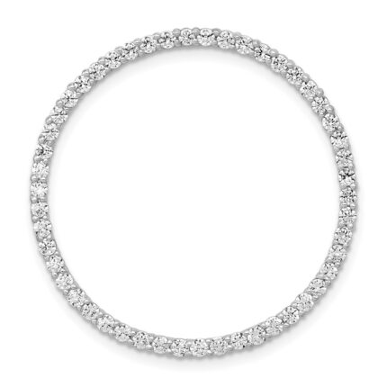 14k White Gold 1 carat Lab Grown Diamond VS/SI+ G+ Circle Chain Slide Pendant
