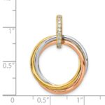 14k Tri-color 1/10 carat Diamond Three Intertwined Circles Pendant - Image 4