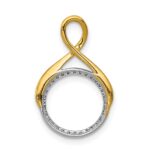 14k Two Tone 1/10 carat Lab Grown Diamond VS/SI+ G+ Complete Fashion Circle Dangle Chain Slide Pendant - Image 3