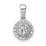 14k White Gold 1/4 carat Diamond Round Halo Cluster Pendant
