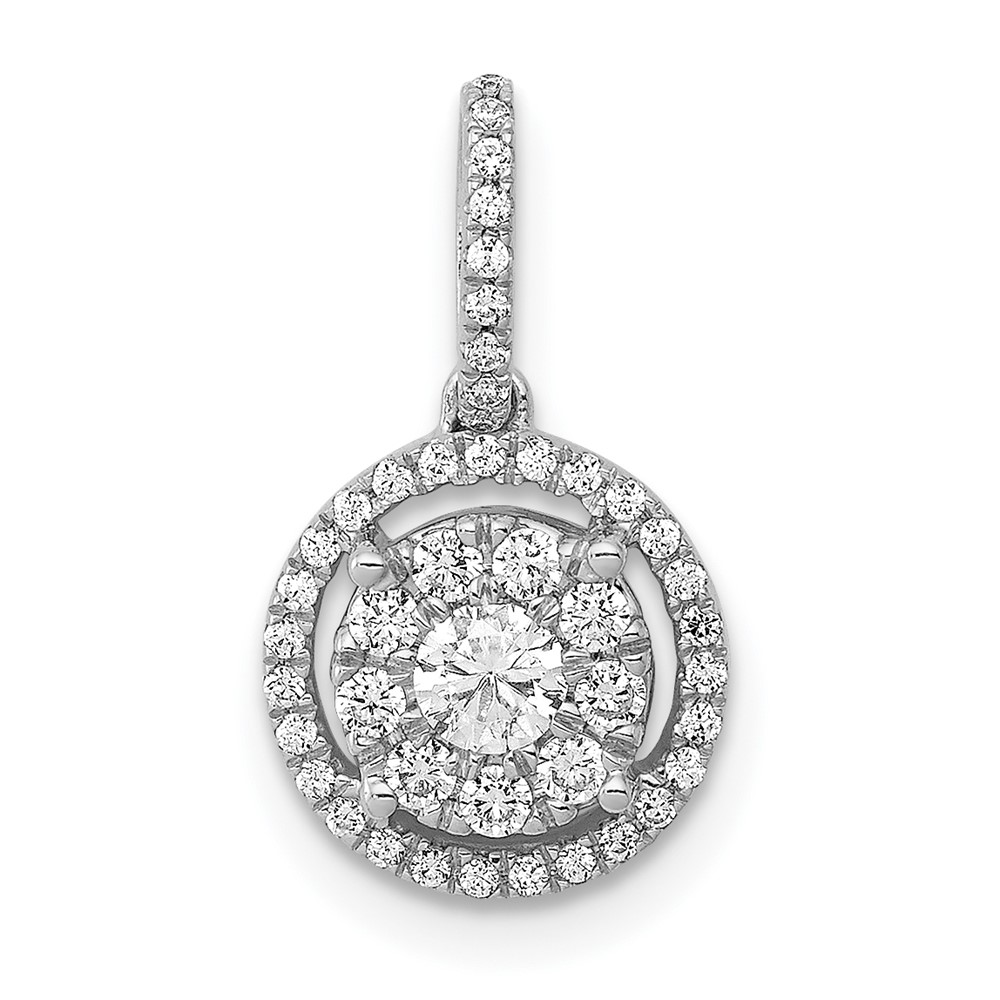 PM4744-033-WA.jpg 14k White Gold 1/3 carat Diamond Round Halo Cluster Pendant - Image 1