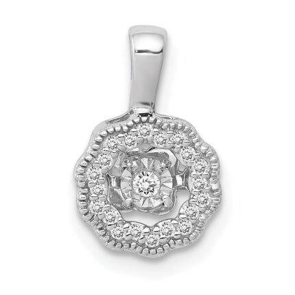 14k White Gold 1/10 carat Vibrant Moving Diamond Halo Pendant