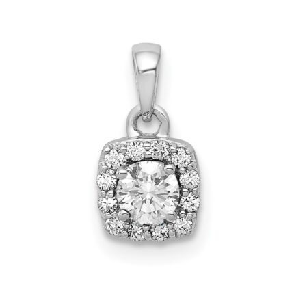 14k White Gold 1/3 carat Lab Grown Diamond VS/SI+ G+ Complete Halo Pendant