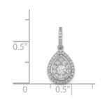 14k White Gold 1/3 carat Diamond Halo Teardrop Pendant - Image 4