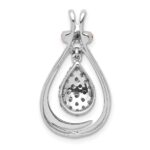 14k White Gold with Rose Rhodium 1/4 carat Champagne Diamond Teardrop Chain Slide - Image 3