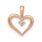 10K Rose Gold AA .02ct. Diamond Heart Pendant