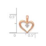 14k Rose Gold .02 carat AA Diamond Heart Pendant - Image 3