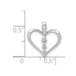 14k White Gold 1/10 carat Diamond 3-stone Heart Pendant - Image 4