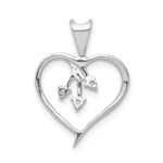 14k White Gold 1/20 carat Diamond Heart Pendant - Image 3