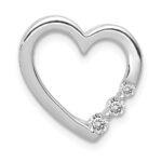 14k White Gold 1/6 carat Diamond 3-Stone Heart Chain Slide