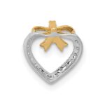 14k White Gold with Yellow Rhodium 1/10 carat Diamond Heart with Bow Chain Slide - Image 3