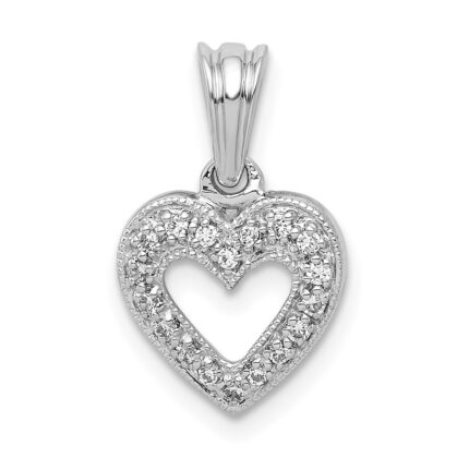 14k White Gold 1/10 carat Diamond Heart Pendant