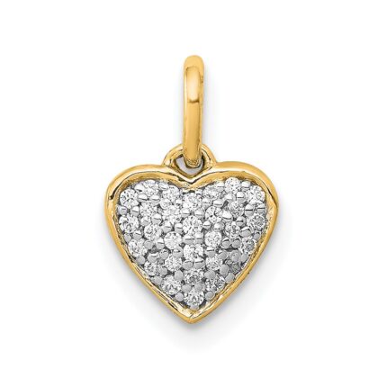 14k 1/10 carat Pave Diamond Heart Pendant
