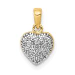 14k and White Rhodium Pave Diamond Heart Pendant