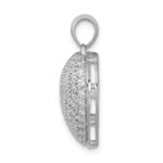 14k White Gold 1 carat Pave Diamond Fancy Heart Pendant - Image 2