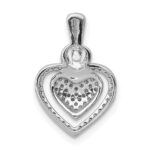 14k White Gold 1/5 carat Pave Diamond Fancy Double Heart Chain Slide - Image 3