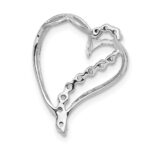 14k White Gold 1/6 carat Diamond Heart Chain Slide - Image 4