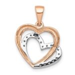 14k Rose Gold and White Rhodium Diamond Entwined Hearts Pendant - Image 3