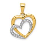 14k and White Rhodium Diamond Entwined Hearts Pendant