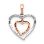 14kt White and Rose Gold Dangling Heart in Diamond Heart Pendant - Image 3