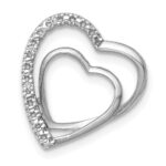 14k White Gold .01 carat Diamond Double Heart Chain Slide