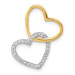 14k Two-Tone 1/10 carat Diamond Double Heart Chain Slide