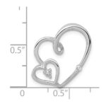 14k White Gold 1/20 carat Diamond Double Hearts Chain Slide - Image 4