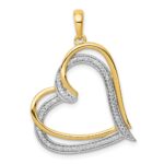14k and White Rhodium 1/6 carat Diamond Double Heart Pendant