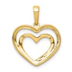 14k and White Rhodium .01 carat Diamond Double Heart Pendant - Image 4