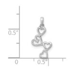 14k White Gold Diamond Dangling Hearts Pendant - Image 4