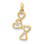 14k Diamond Dangling Hearts Pendant