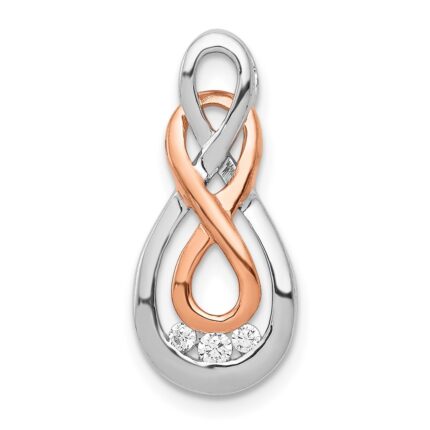 14k White and Rose Gold 1/15 carat Diamond Double Infinity Chain Slide