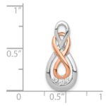 14k White and Rose Gold 1/15 carat Diamond Double Infinity Chain Slide - Image 4