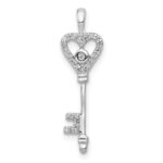 14k White Gold 1/10 carat Diamond Heart Key Pendant