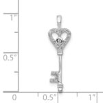 14k White Gold 1/10 carat Diamond Heart Key Pendant - Image 4