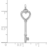 10K White Gold Diamond Heart Key Pendant - Image 4