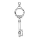14k White Gold Polished 1/8 carat Diamond Circle Key Pendant