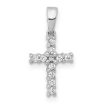10K White Gold Diamond Latin Cross Pendant