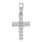 14k White Gold 1/10 carat Diamond Latin Cross Pendant