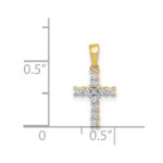 14k and White Rhodium 1/10 carat Diamond Latin Cross Pendant - Image 3