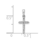 10K White Gold Polished Diamond Cross Pendant - Image 4