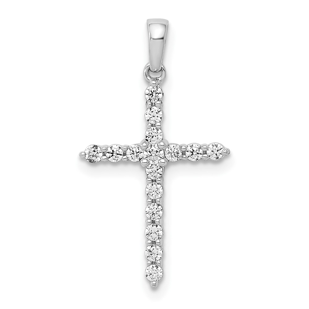 PM4959-025-1WA.jpg 10K White Gold Polished 1/4ct. Diamond Cross Pendant - Image 1