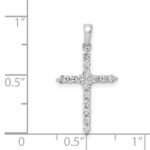 14k White Gold Polished 1/4 carat Diamond Cross Pendant - Image 4