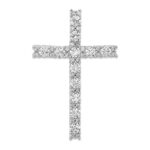 14k White Gold 1 carat Diamond Latin Cross Chain Slide