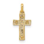 10K and Rhodium 1/20ct. Diamond Cross Pendant - Image 3