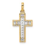 14k and White Rhodium 1/4 carat Diamond Cross Pendant - Image 3